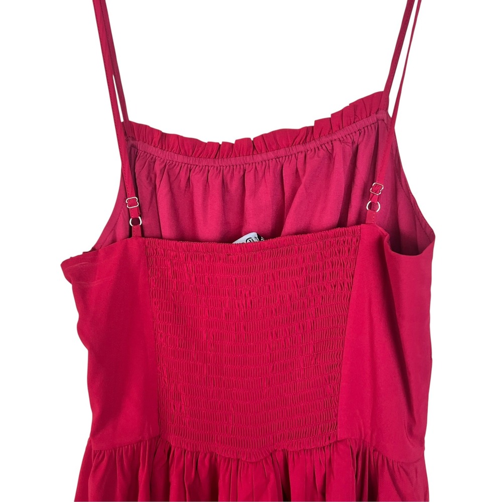 Scarlett Darkness Red Corset Lace Up Midi Dress Smocked Back Gothic Cottagecore - Picture 4 of 11